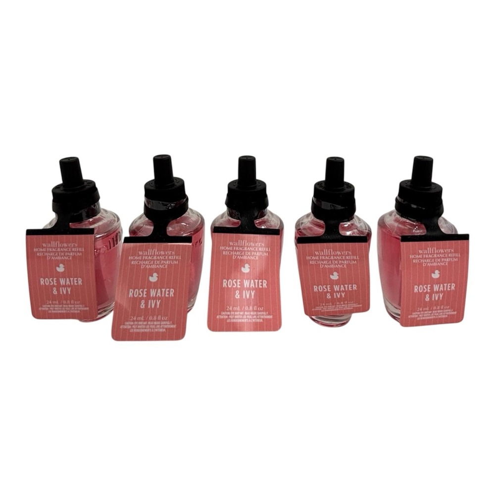 Bath & Body Works Rose Water & Ivy Wallflowers Refill Set of 5 Floral Fresh NEW